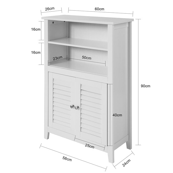 SoBuy キャビネット リビング 洗面所 収納 スリム チェスト ランドリー収納 ラック付き 木製 北欧風 幅60㎝*奥行26㎝*高さ90㎝ おしゃれ 収納棚 食器棚 キッチンキャビネット本棚 サイドボード(BZR13-W/ホワイト)