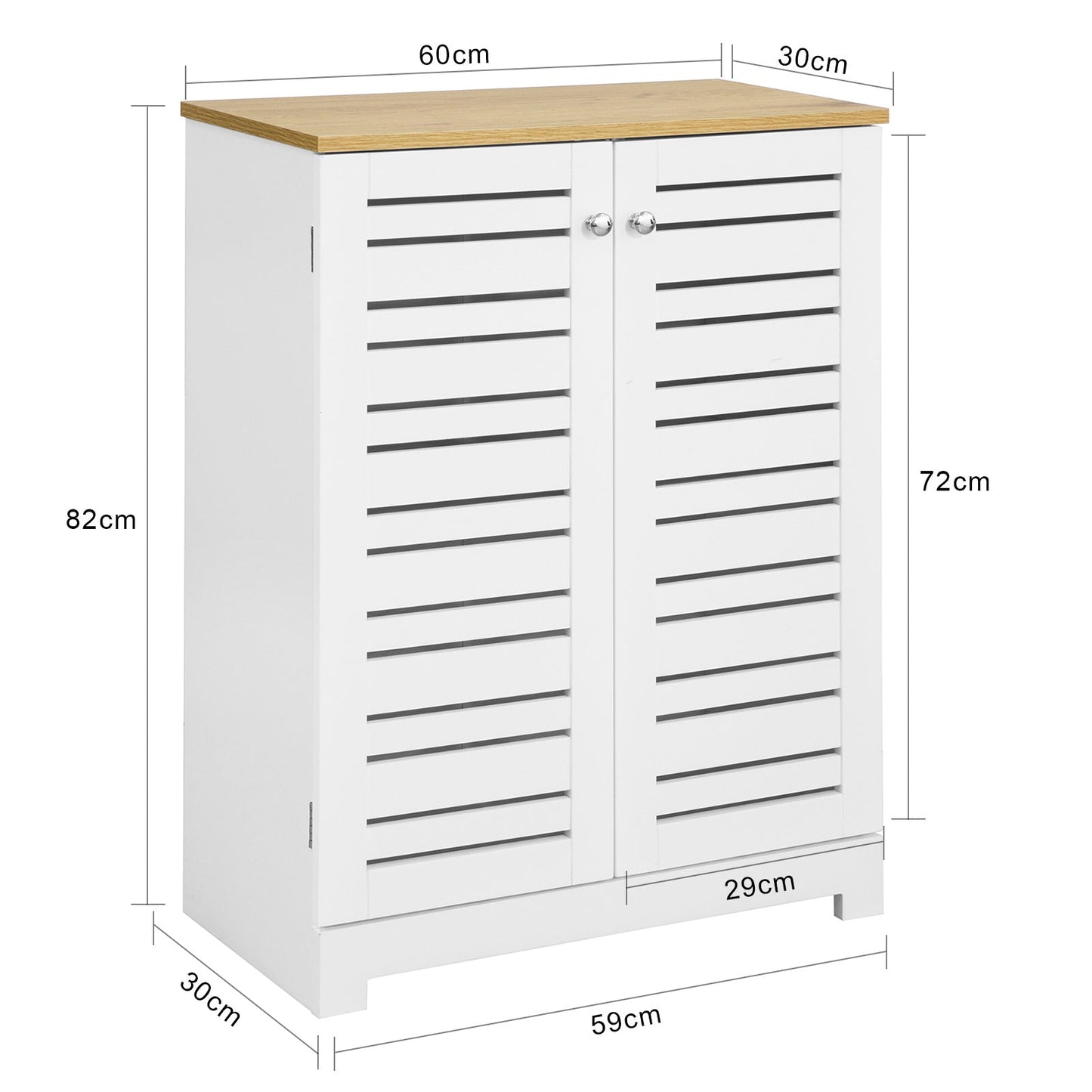 SoBuy キャビネット リビング 洗面所 収納 スリム サイドボード 食器棚 薄型 スリム 木製 北欧風 おしゃれ 幅60cm*奥行30cm*高さ82cm 木目調天板 可動板 洗面所用キャビネット 収納棚 チェスト リビングボード 本棚 玄関キャビネット ランドリー収納(BZR41-W/ナチュラル)