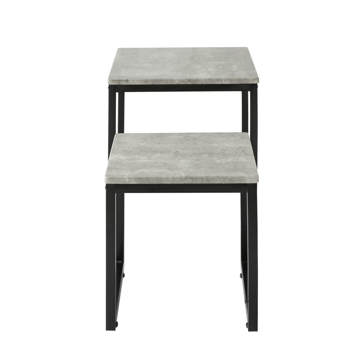 SoBuy ネストテーブル ローテーブル サイドテーブル おしゃれ 大理石調 2個セット 幅50/幅40 木製 省スペース 北欧風 センターテーブル リビングテーブル ナイトテーブル ソファーサイドテーブル コーヒーテーブル(FBT42-HG/グレー)