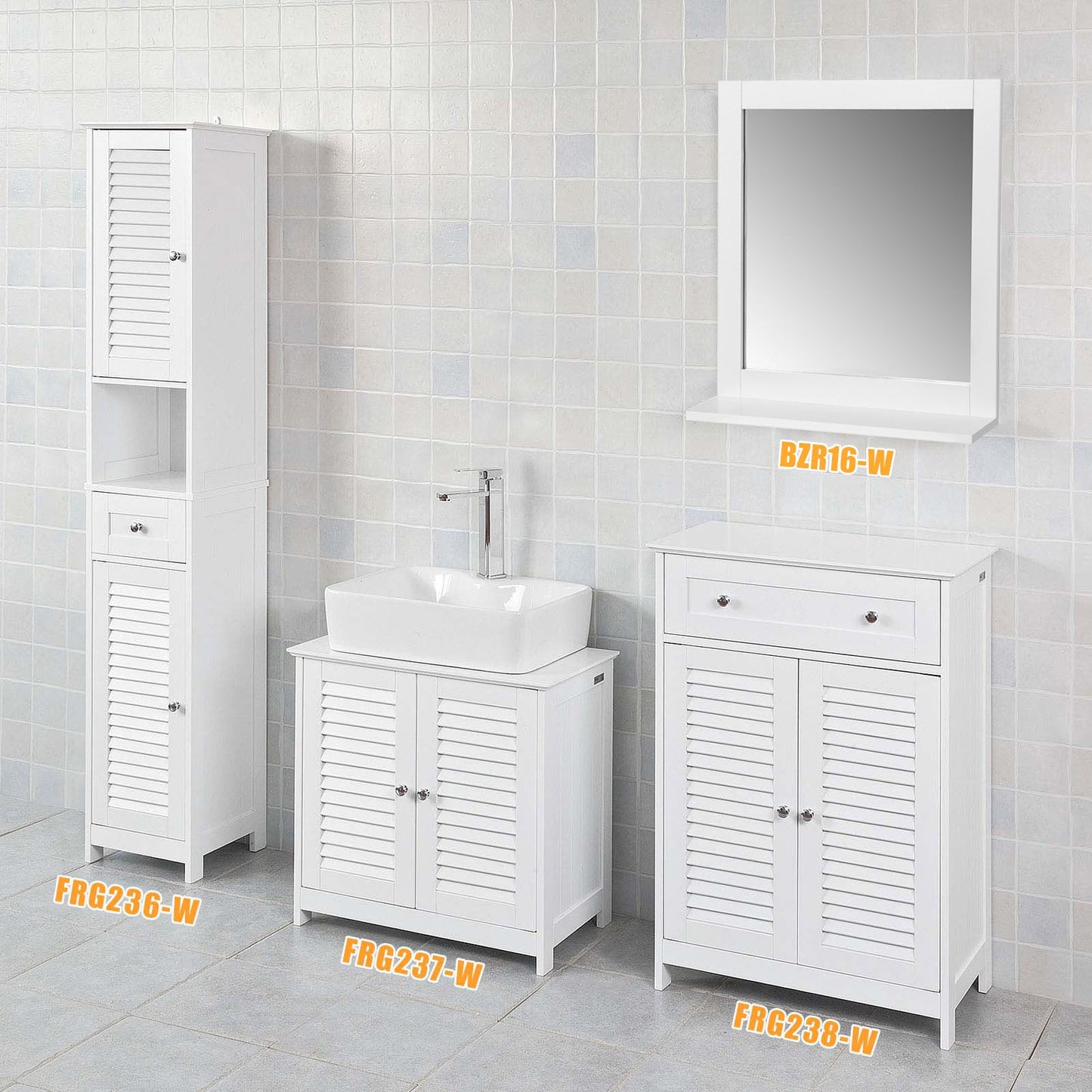 SoBuy 洗面台 洗面化粧台 洗面台下収納 幅60*奥行35*高さ58cm 洗面所収納 棚 キャビネット 洗面ボウル下のキャビネット収納(FRG237-W/洗面ボールは付属されてない!別途でご購入ください)