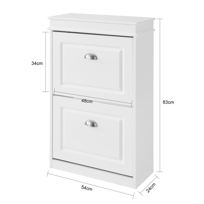 SoBuy 玄関ベンチ シューズボックス 薄型 シューズラック 下駄箱 フラップ扉 玄関収納 靴箱 スリム/コンパクト おしゃれ 靴収納 棚 木製収納ベンチ コンソールテーブル/玄関収納 幅54x奥行24x高さ83cm(FSR78-W)