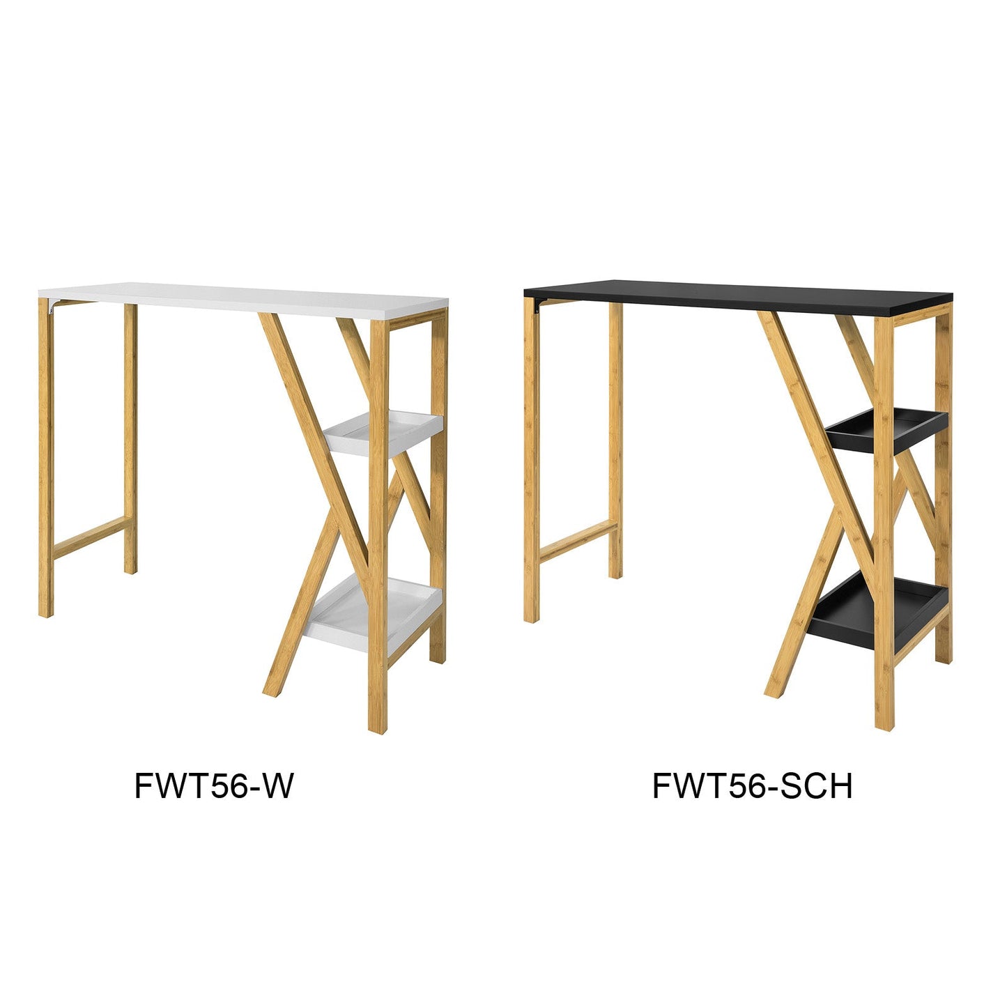 SoBuy カウンターテーブル ダイニングテーブル ハイテーブル 北欧風 おしゃれ 幅122×奥行き45×高さ107cm 収納ラック付き パソコンデスク 食卓 PCデスク ベランダテーブル(FWT56-W)