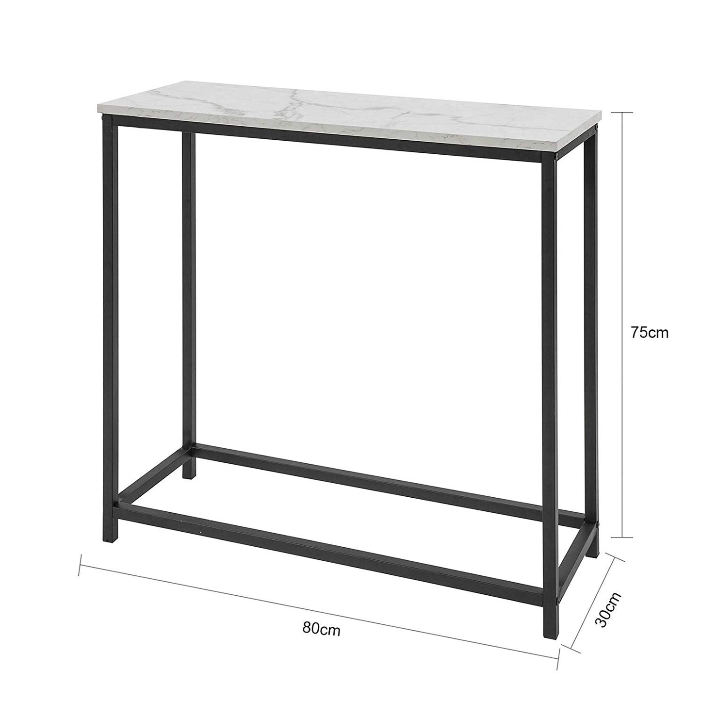 SoBuy コンソールテーブル サイドテーブル スリム 大理石感 テーブル 幅80×奥行き30×高さ75cm 玄関テーブル 玄関 棚 スリム おしゃれ、北欧風、玄関収納 ソファコンソールテーブル カウンターテーブル（FSB29-SCH）