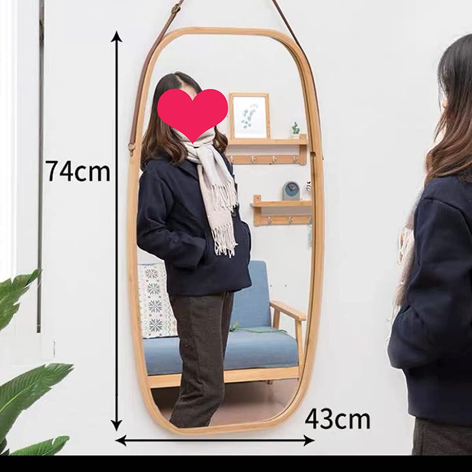 SoBuy 姿見鏡 全身鏡 壁掛け 全身 鏡 ウォールミラー 幅43×高さ77cm 紐